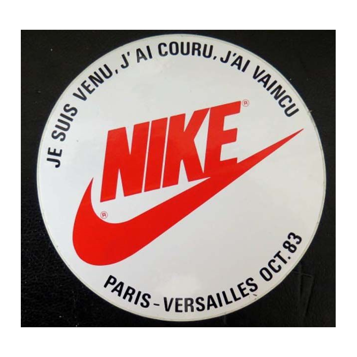 Autocollant Nike course Paris Versailles Octobre 1983 de diamètre 10 cm