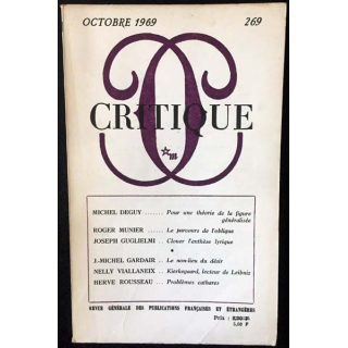 1. Critique n°269 Revue générale des publications françaises et étrangères Octobre 1969 aux éditions de Minuit