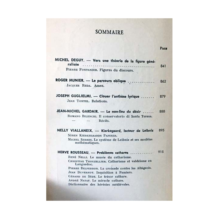 1. Critique n°269 Revue générale des publications françaises et étrangères Octobre 1969 aux éditions de Minuit
