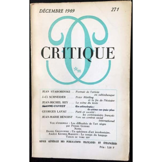 1. Critique n°270 Revue générale des publications françaises et étrangères Novembre 1969 aux éditions de Minuit