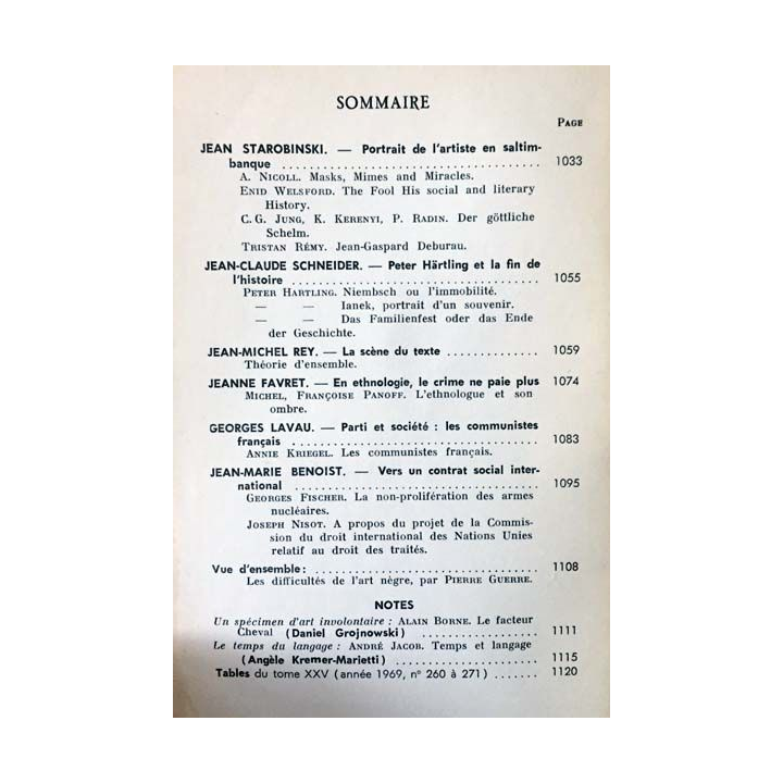 1. Critique n°270 Revue générale des publications françaises et étrangères Novembre 1969 aux éditions de Minuit