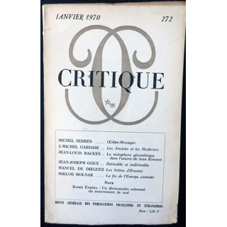 1. Critique n°272 Revue générale des publications françaises et étrangères Janvier 1972 aux éditions de Minuit