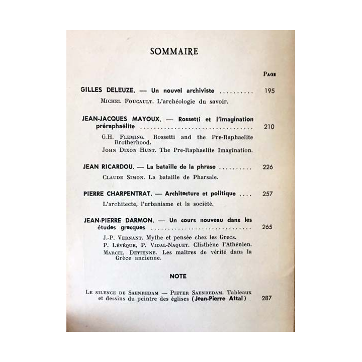 1. Critique n°274 Revue générale des publications françaises et étrangères Mars 1970 aux éditions de Minuit