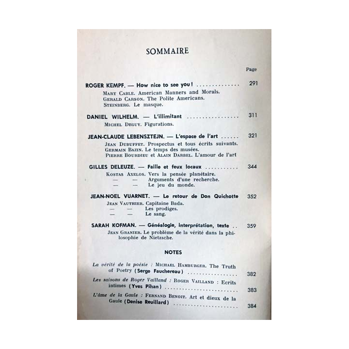 1. Critique n°275 Revue générale des publications françaises et étrangères Avril 1970 aux éditions de Minuit