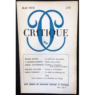 1. Critique n°275 Revue générale des publications françaises et étrangères Avril 1970 aux éditions de Minuit