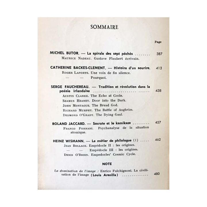 1. Critique n°275 Revue générale des publications françaises et étrangères Avril 1970 aux éditions de Minuit