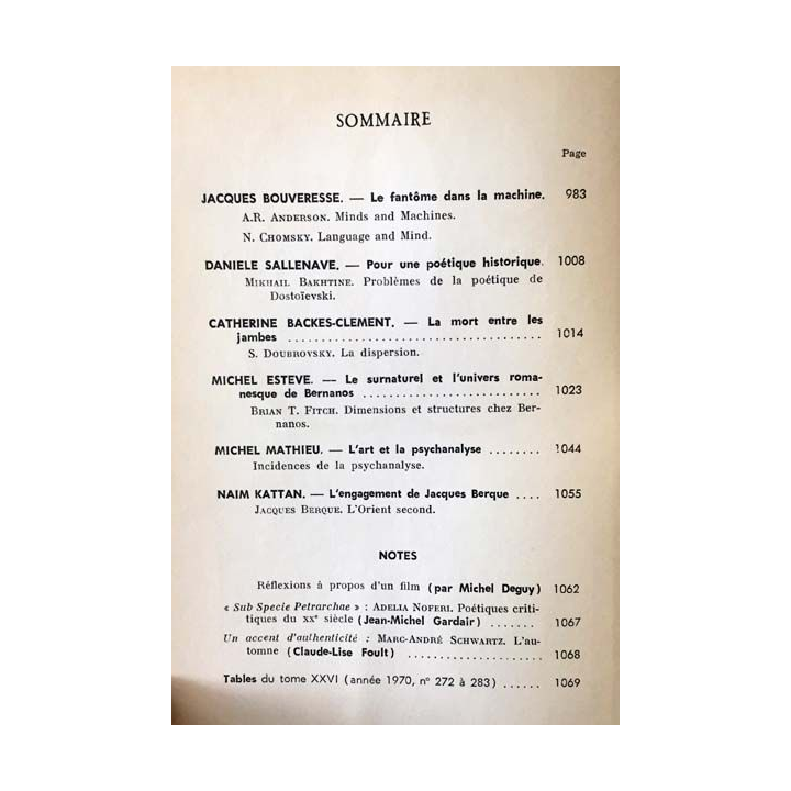 1. Critique n°283 Revue générale des publications françaises et étrangères Décembre 1970 aux éditions de Minuit