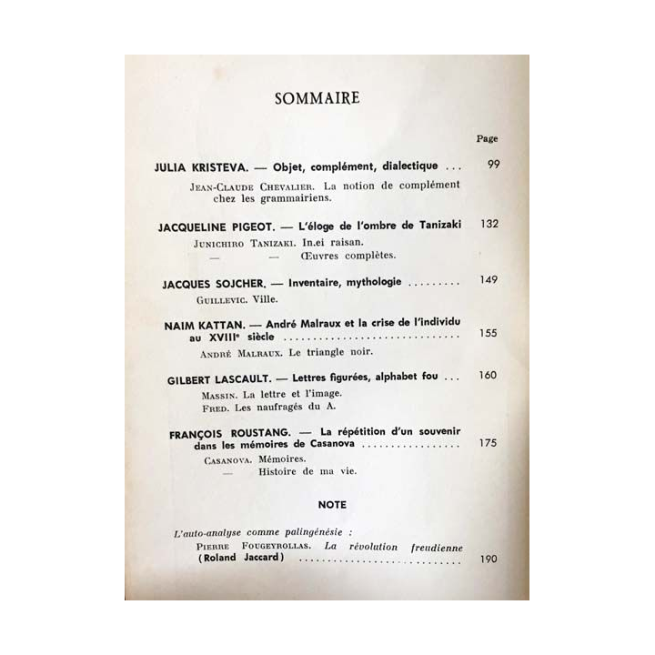 1. Critique n°285 Revue générale des publications françaises et étrangères Février 1971 aux éditions de Minuit