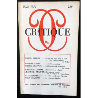 1. Critique n°289 Revue générale des publications françaises et étrangères Juin 1971 aux éditions de Minuit