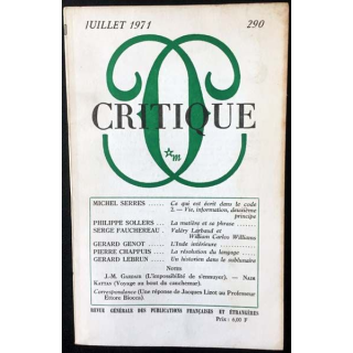 1. Critique n°290 Revue générale des publications françaises et étrangères Juillet 1971 aux éditions de Minuit