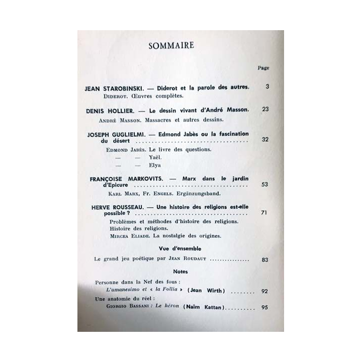 1. Critique n°296 Revue générale des publications françaises et étrangères Janvier 1972 aux éditions de Minuit