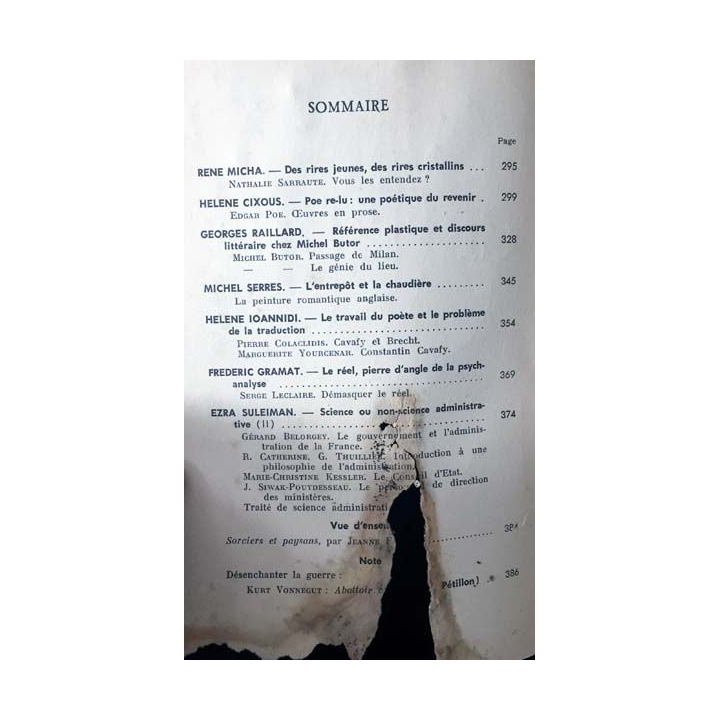 1. Critique n°299 Revue générale des publications françaises et étrangères Avril 1972 aux éditions de Minuit