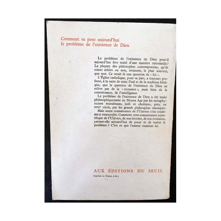 1. Comment se pose aujourd'hui le problème de l'existence de Dieu de Claude Tresmontant aux éditions du Seuil