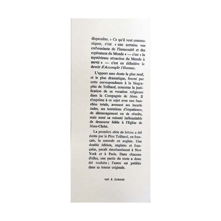 1. Accomplir l'homme de Pierre Teilhard de Chardin aux éditions Grasset