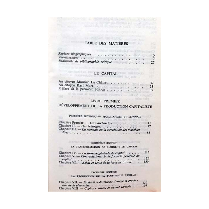 1. Le capital de Karl Marx Livre I aux éditions Garnier-Flammarion (C46)