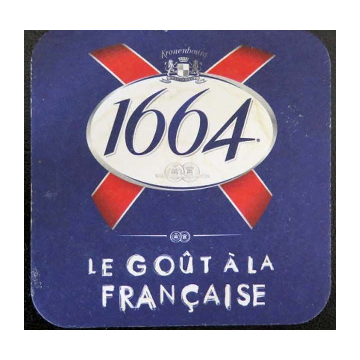 DESSOUS DE VERRE A BIÈRE : Dessous de verre à bière 1664 le goût à la française de 9,3 cm de côté