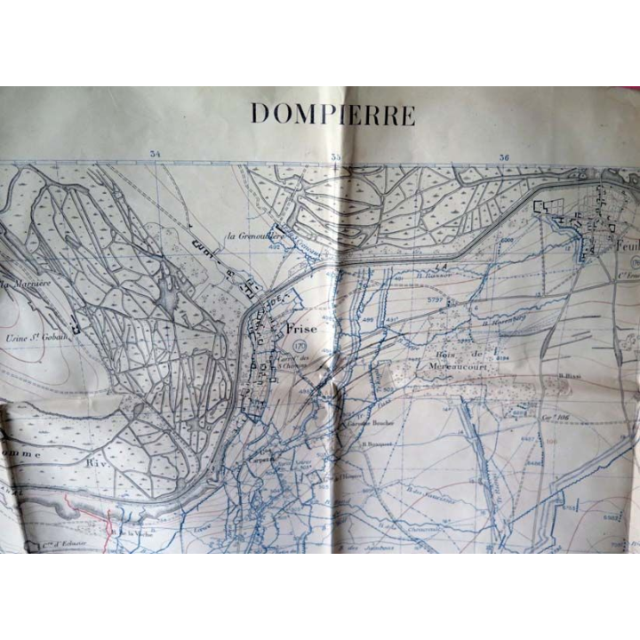 Carte de Dampierre sur lequel il est mentionné mon secteur de 1918 Plan directeur (C60)