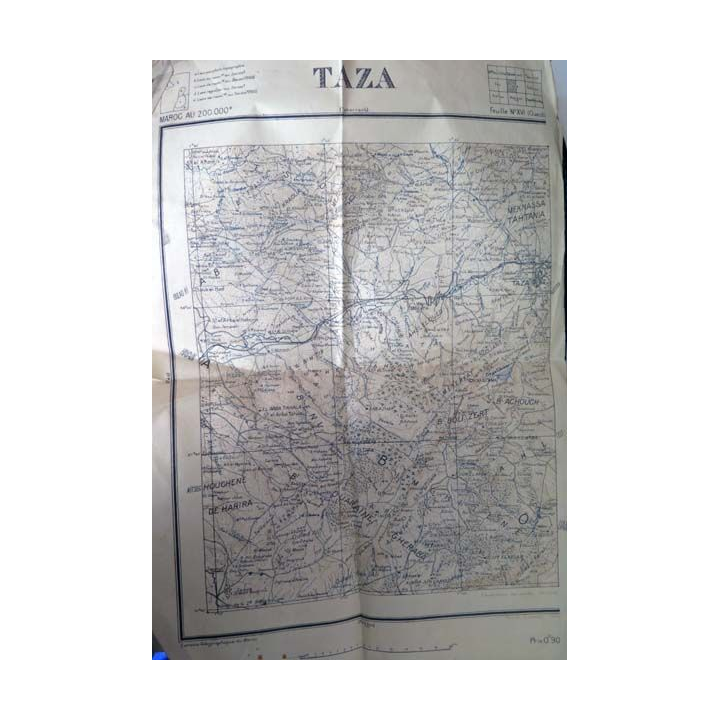 Carte de Taza (Maroc)  échelle 1:200 000 feuille n° XVI (Ouest) 1921 (C60)