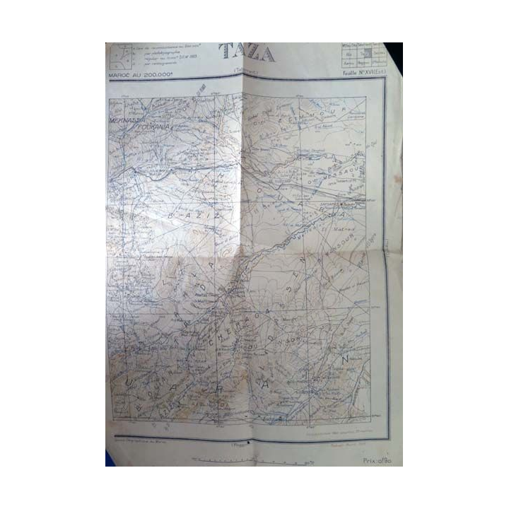 Carte de Taza (Maroc)  échelle 1:200 000 feuille n° XVI (Est) 1923 (C60)