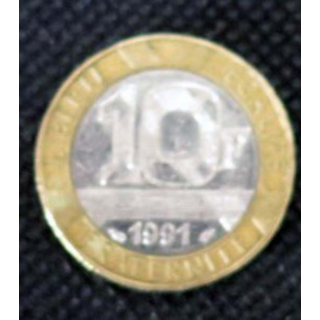 FRANCE : pièce de 10 francs français Génie de la Bastille 1991