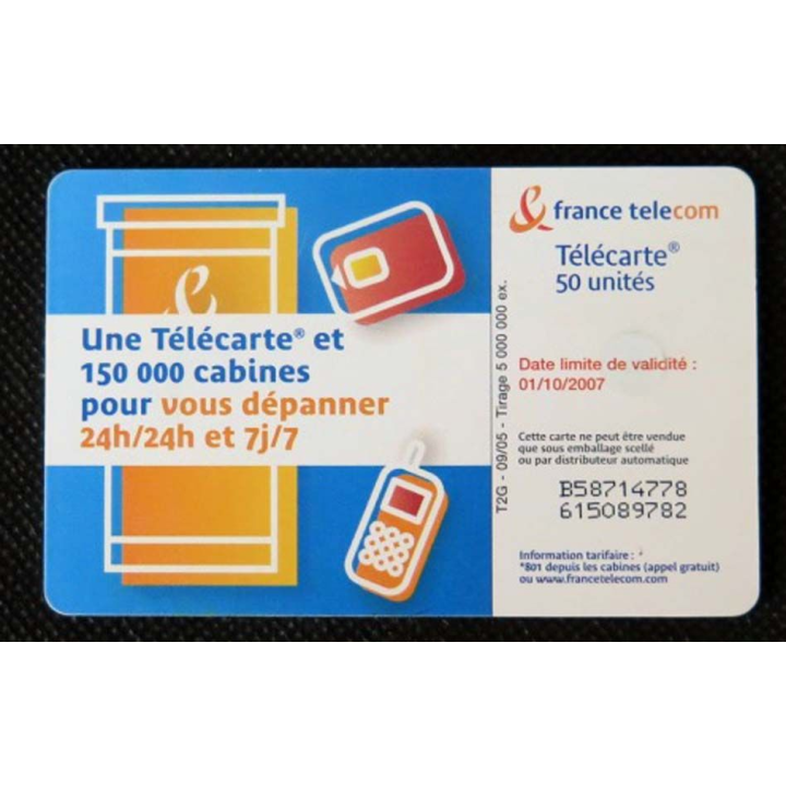 TELECARTE : télécarte une télécarte et 150 000 cabines pour vous dépanner 50 unités 01/10/2007
