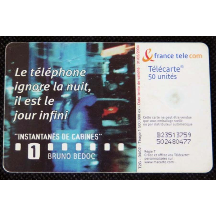 TELECARTE : télécarte le téléphone ignore la nuit, il est le jour infini 50 unités 01/05/2004