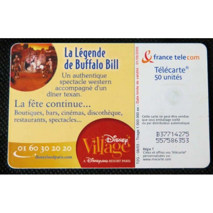 TELECARTE : télécarte la légende buffalo Bill 50 unités 01/09/2005
