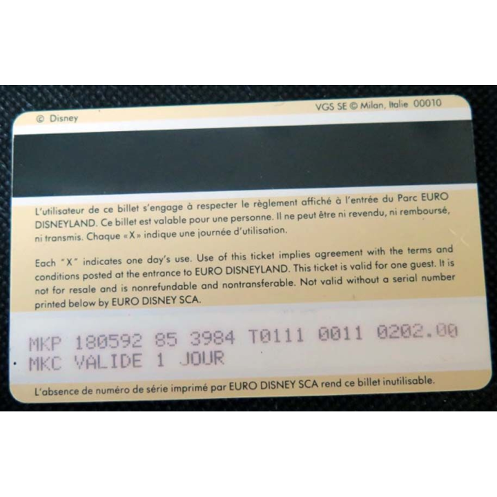 TELECARTE : télécarte Passeport Euro Disneyland