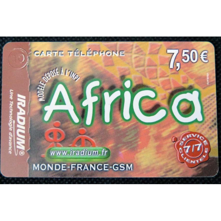 TELECARTE : télécarte Africa 7,5 Euros iradium 31/12/2005
