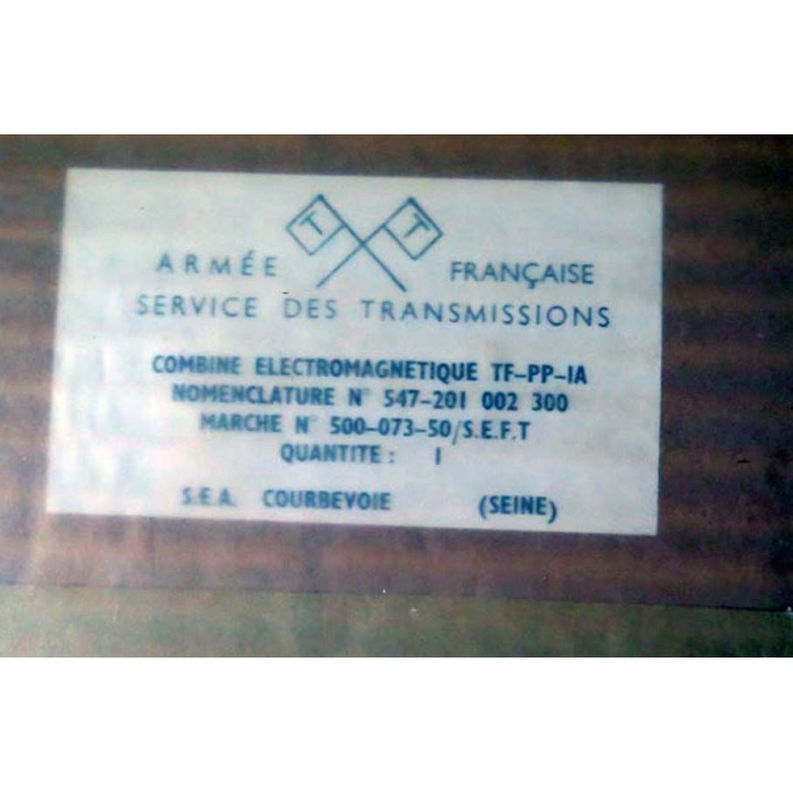 MILITARIA : combiné électromagnétique TF-PP-IA Nomenclature n° 547-201 002 300 du SEA de Courbevoie