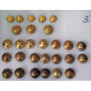 MILITARIA : plaque de boutons en laiton pour uniformes de généraux et gendarmerie