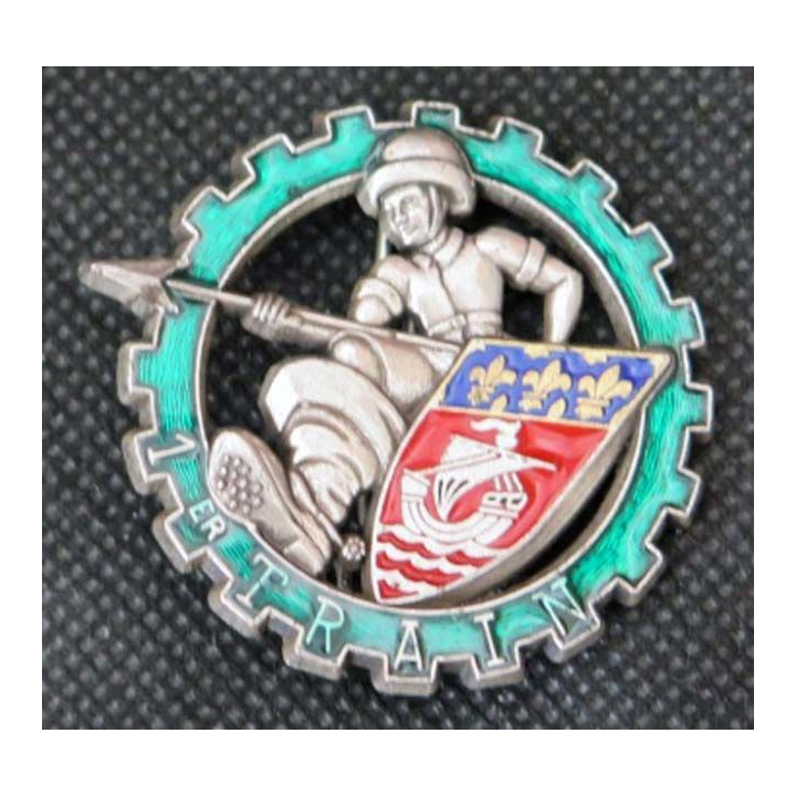 1° ET : insigne métallique du 1° escadron du train fabriqué par Delsart H. 582 finition translucide