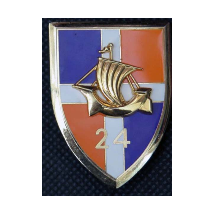 24° RI : insigne métallique du 24° régiment d''infanterie fabriqué par Arthus Bertrand pour les éditions Atlas