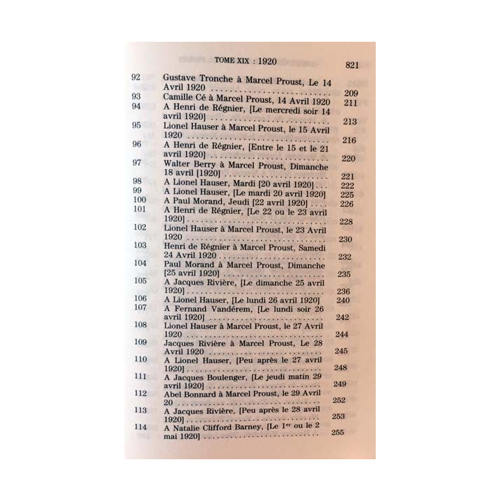 1. Correspondance de Marcel Proust 1920 Tome XIX texte établi, présenté et annoté par Philip Kolb aux éditions Plon