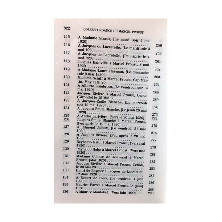 1. Correspondance de Marcel Proust 1920 Tome XIX texte établi, présenté et annoté par Philip Kolb aux éditions Plon
