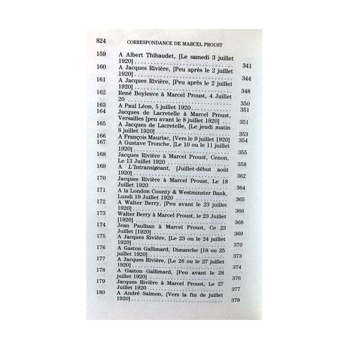 1. Correspondance de Marcel Proust 1920 Tome XIX texte établi, présenté et annoté par Philip Kolb aux éditions Plon