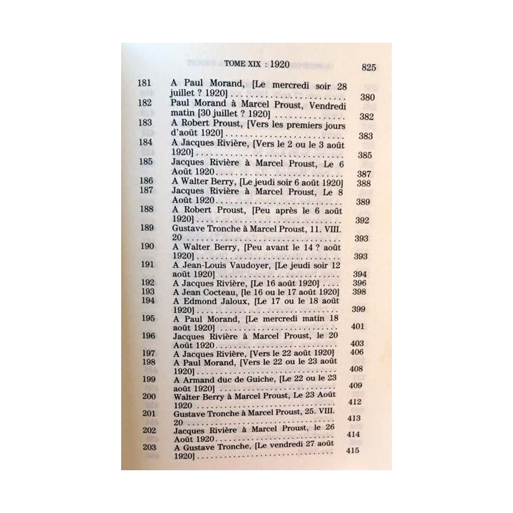 1. Correspondance de Marcel Proust 1920 Tome XIX texte établi, présenté et annoté par Philip Kolb aux éditions Plon