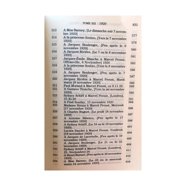 1. Correspondance de Marcel Proust 1920 Tome XIX texte établi, présenté et annoté par Philip Kolb aux éditions Plon