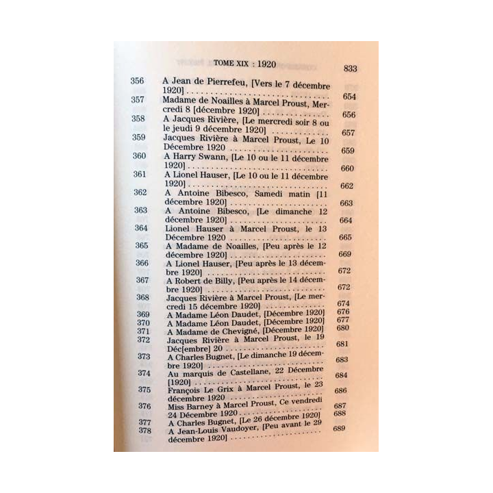 1. Correspondance de Marcel Proust 1920 Tome XIX texte établi, présenté et annoté par Philip Kolb aux éditions Plon