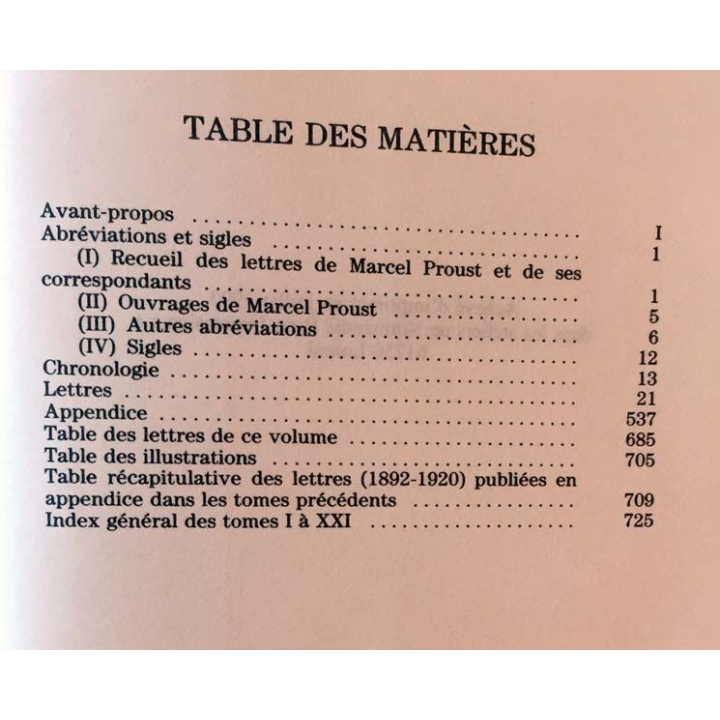 1. Correspondance de Marcel Proust 1922 Tome XXI texte établi, présenté et annoté par Philip Kolb aux éditions Plon
