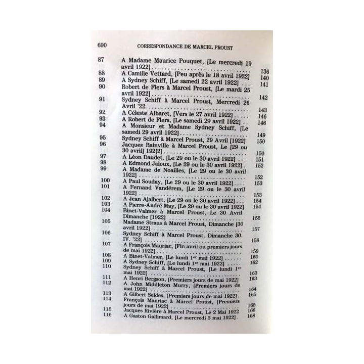 1. Correspondance de Marcel Proust 1922 Tome XXI texte établi, présenté et annoté par Philip Kolb aux éditions Plon