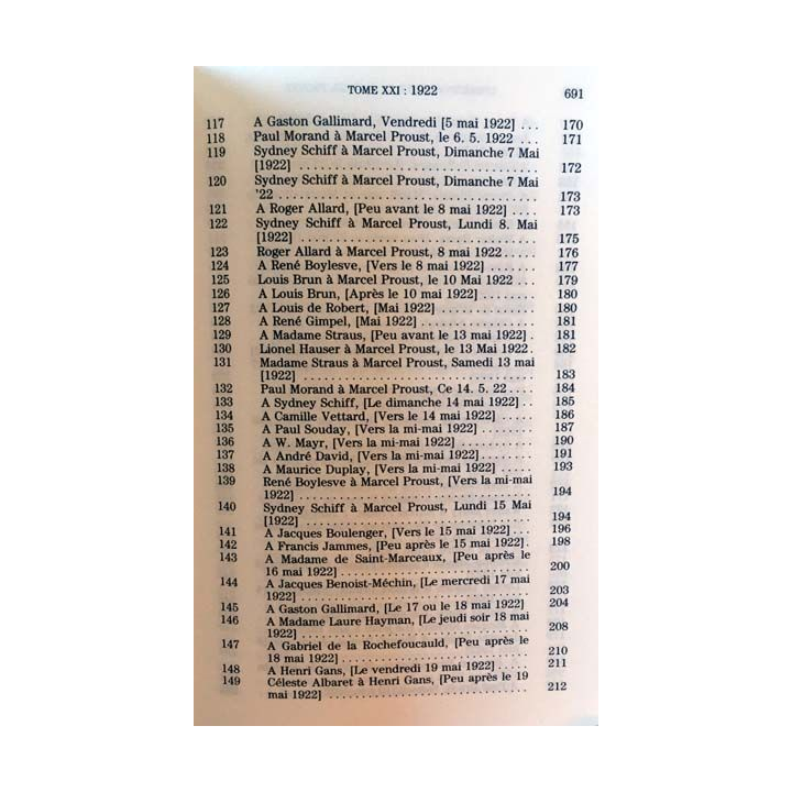1. Correspondance de Marcel Proust 1922 Tome XXI texte établi, présenté et annoté par Philip Kolb aux éditions Plon