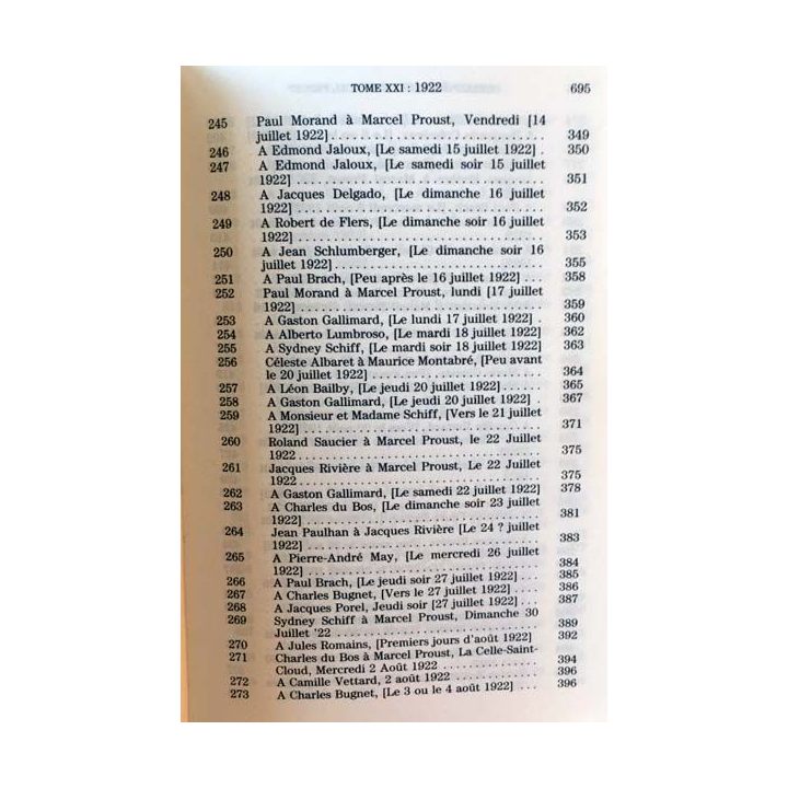 1. Correspondance de Marcel Proust 1922 Tome XXI texte établi, présenté et annoté par Philip Kolb aux éditions Plon