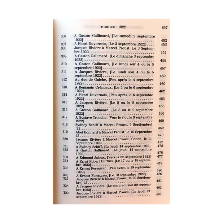 1. Correspondance de Marcel Proust 1922 Tome XXI texte établi, présenté et annoté par Philip Kolb aux éditions Plon