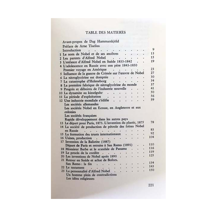 1. Alfred Nobel L'homme et son oeuvre de Erik Bergengren aux éditions Sequoia - Elsevier