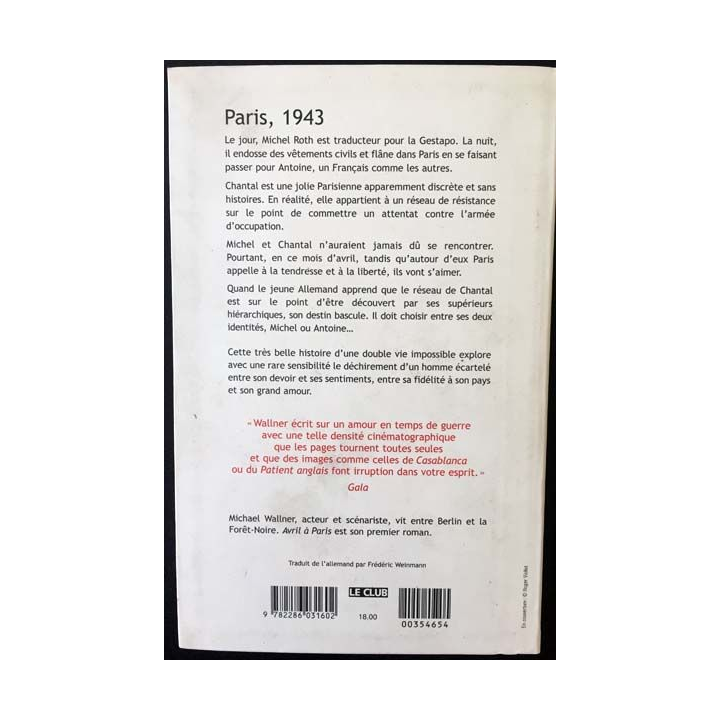 1. Avril à Paris de Michael Wallner aux éditions Le grand livre du mois