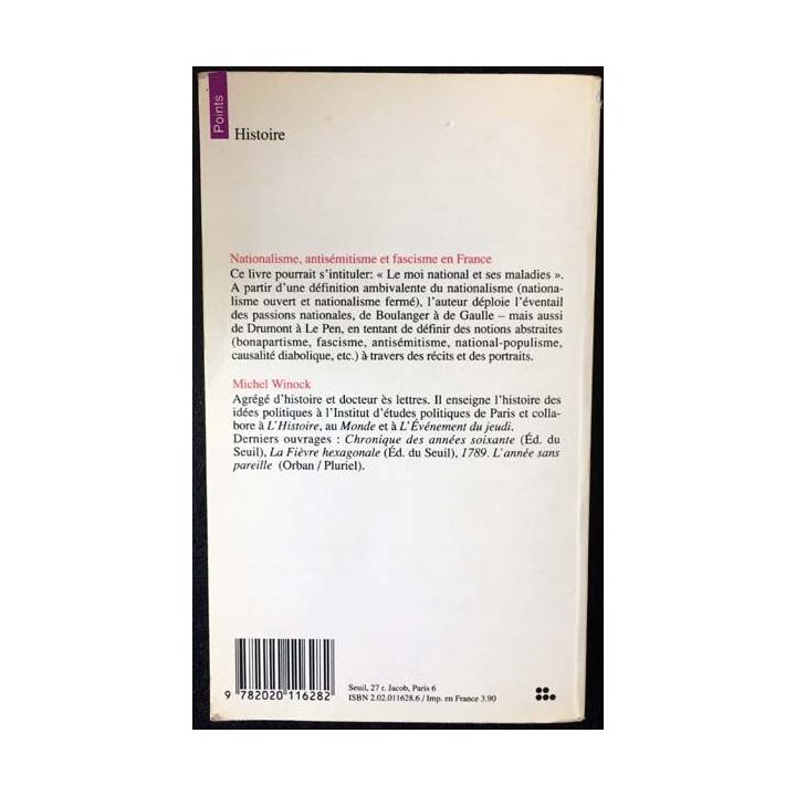 1. Nationalisme, antisémitisme et fascisme en France de Michel Winock aux éditions du Seuil