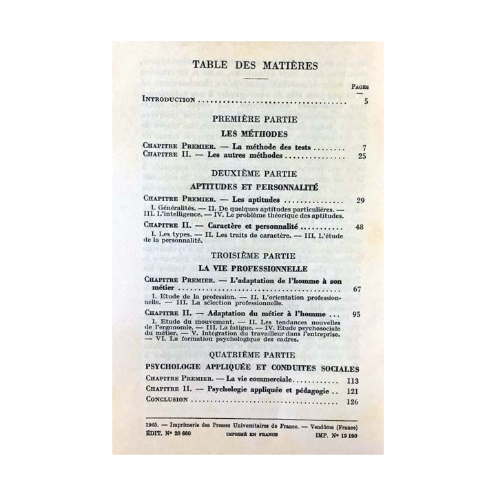 N°218 Que sais je ? La psychologie appliquée de René Binois aux éditions Presses universitaires de France