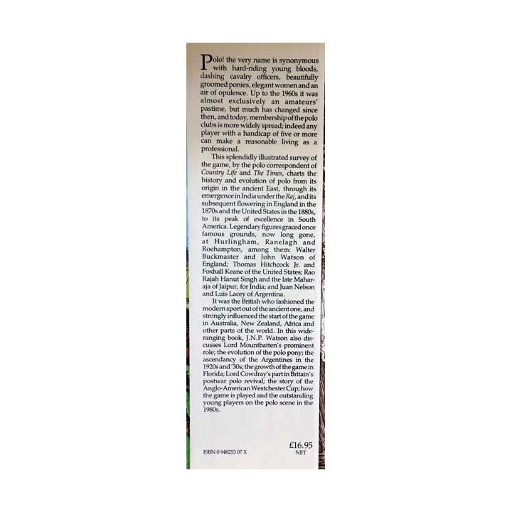 1. The world of polo Past & present de J.N.P Watson aux éditions The sportman's press