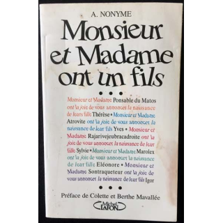 1. Monsieur et madame ont un fils de A. Nonyme aux éditions Michel Lafon